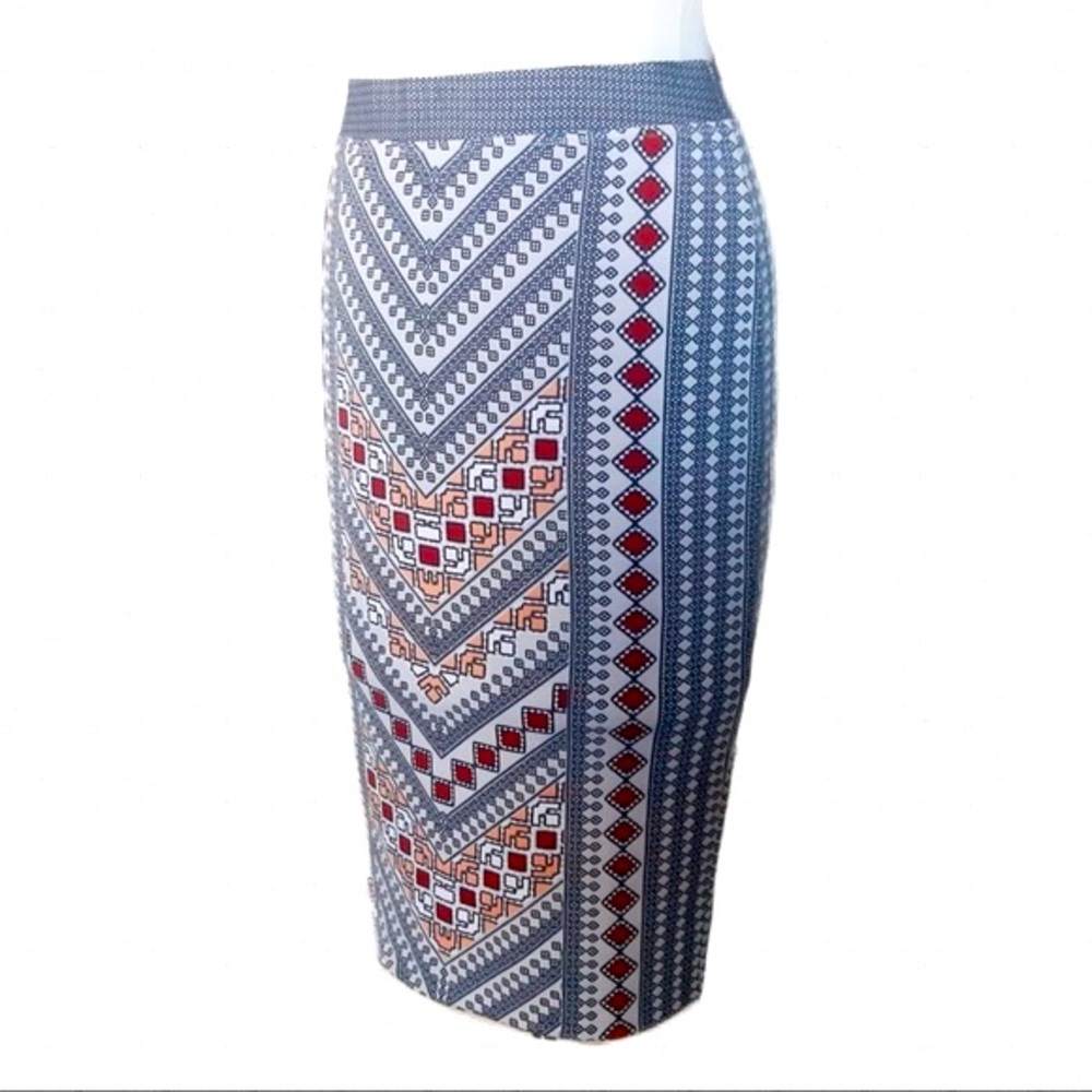Sz 14 TIGERLILY Geometric Print Gray Pencil Skirt NWOT - Picture 2 of 7